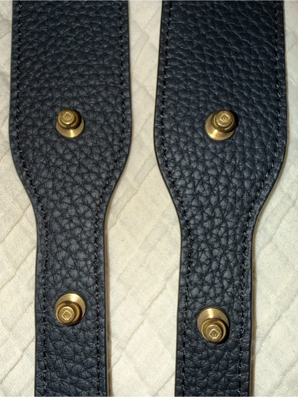 Songmont Luna Black Pebble Leather Crescent Shoulder Bag with Gold Hardware